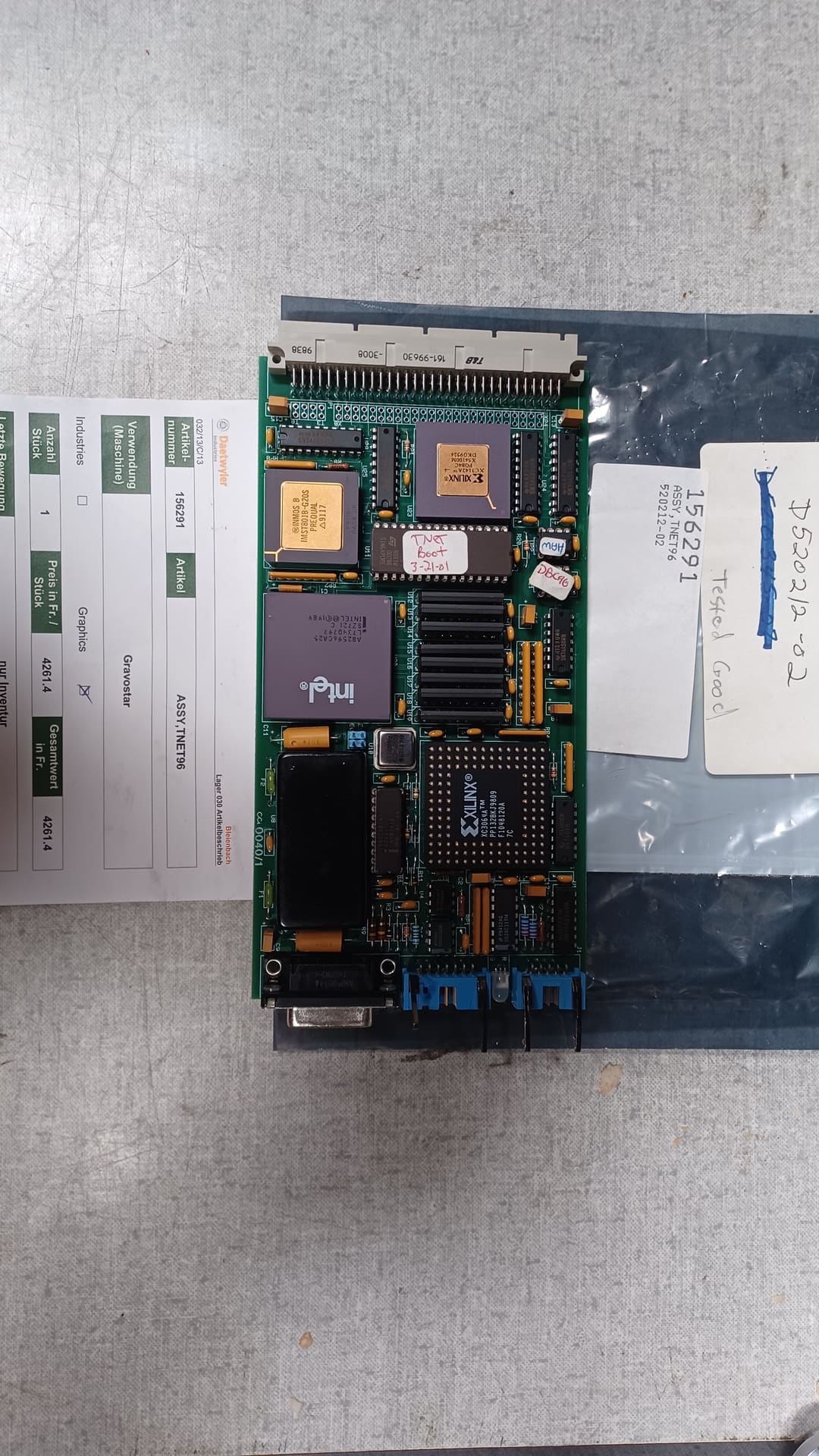 Gravostar Card Art. 156291 Assy, TNET96 Assy, TNET96 520212-02 (Daetwyler N° 156291) — original Daetwyler spare part