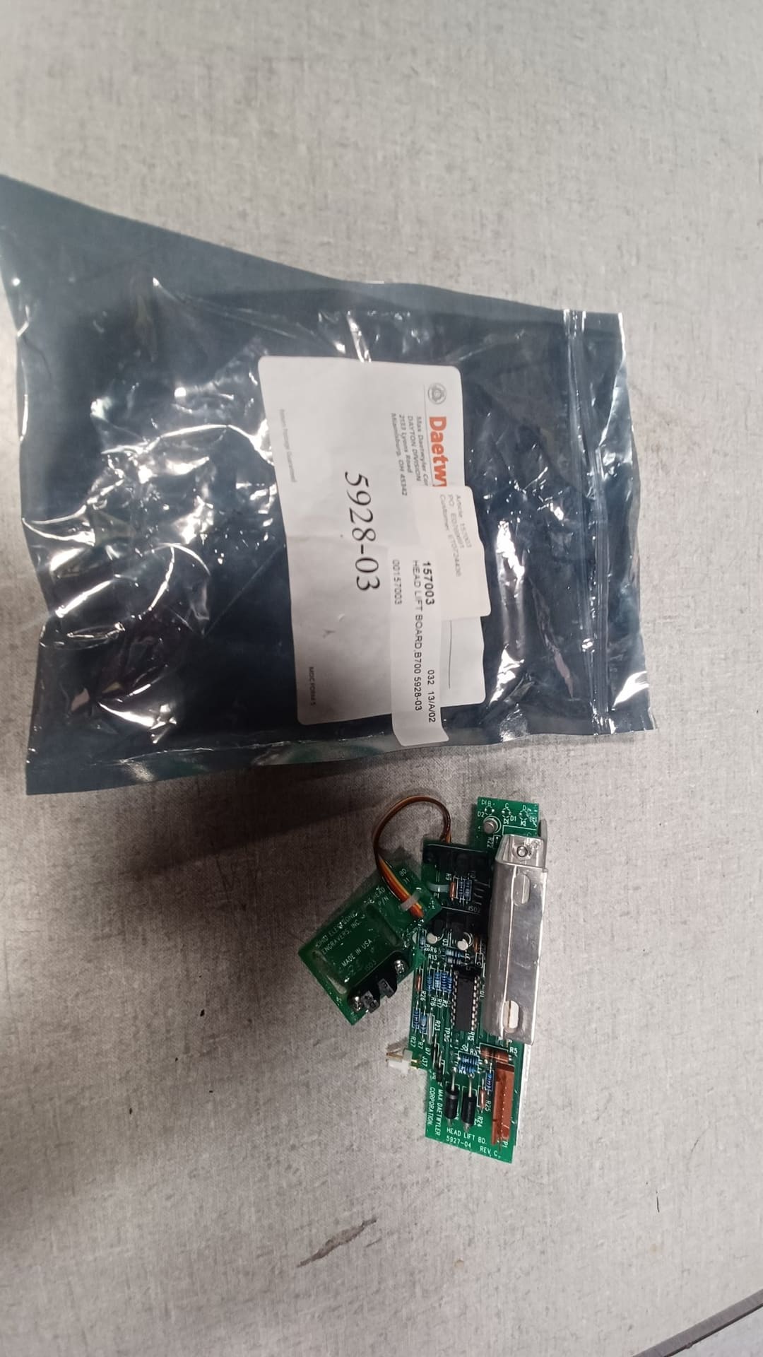 Ohio Gravostar Art. 157003 Headlift Board B700 5928-03 (Daetwyler N° 157003) — original Daetwyler spare part